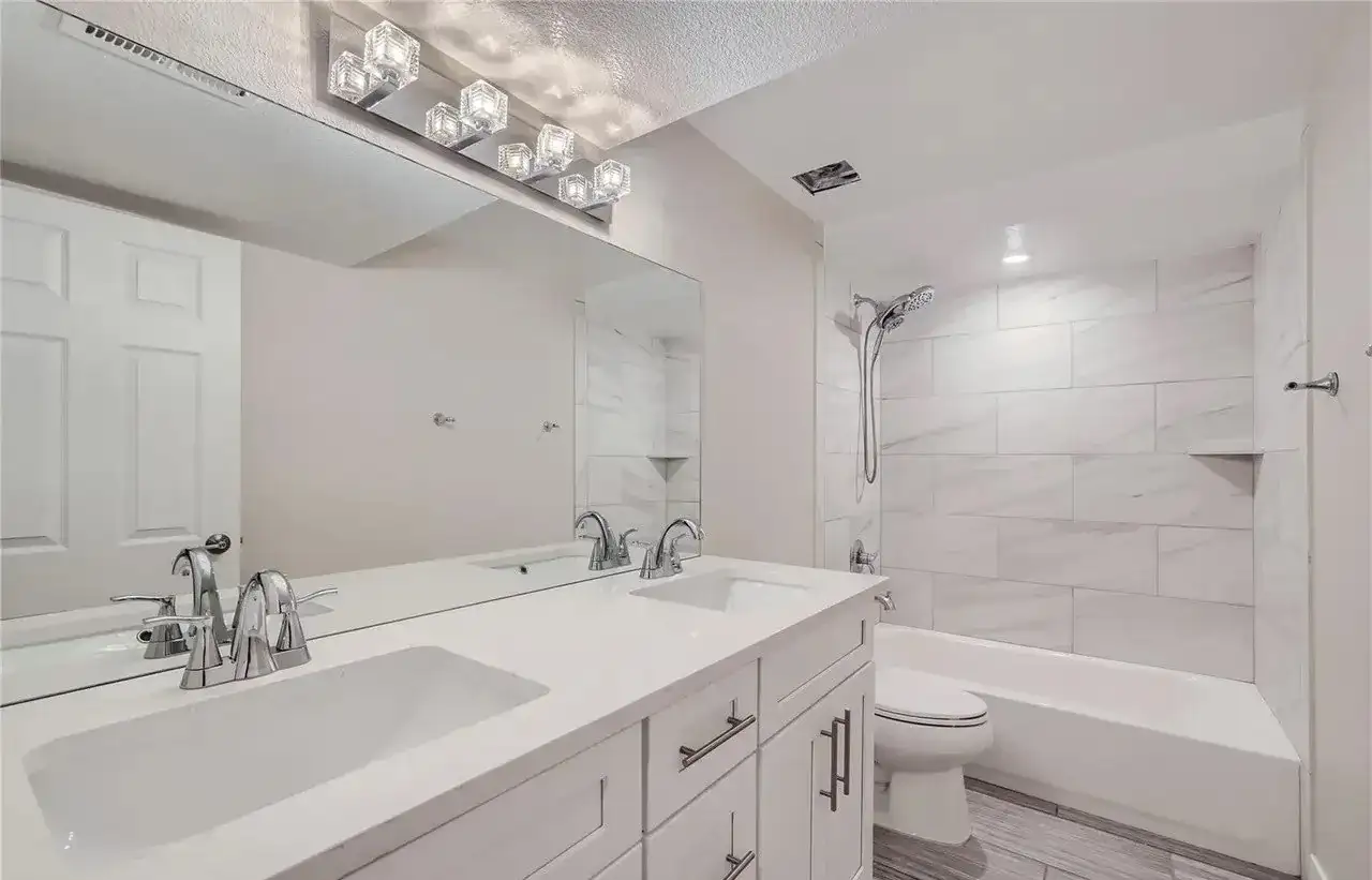 Bathroom Remodel Double Vanity Tiled Shower project in Oklahoma City, OK