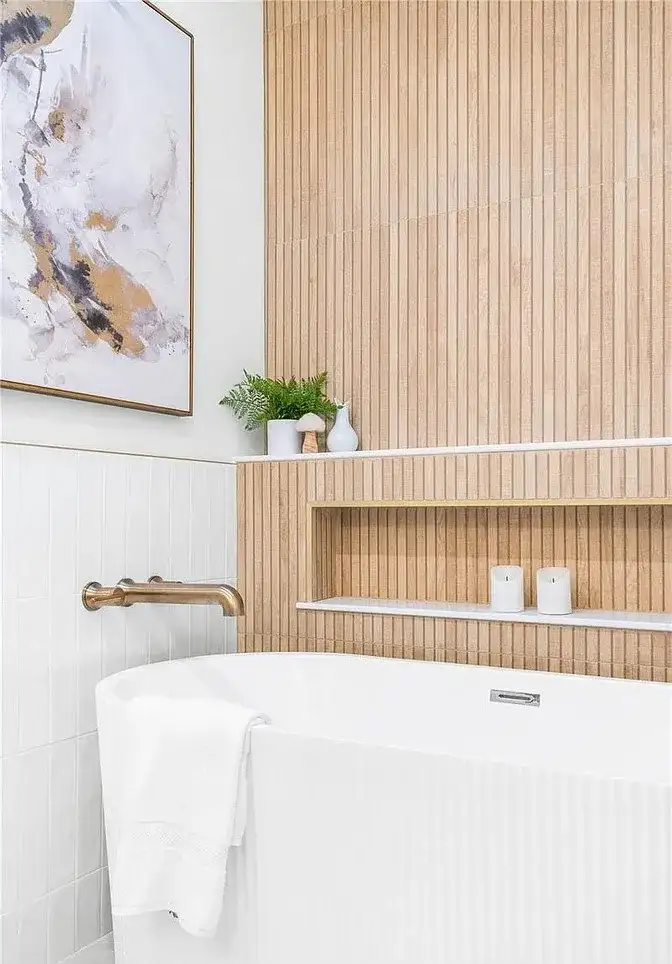Bathroom Remodel Soaking Tub Wood Tile project in Oklahoma City, OK