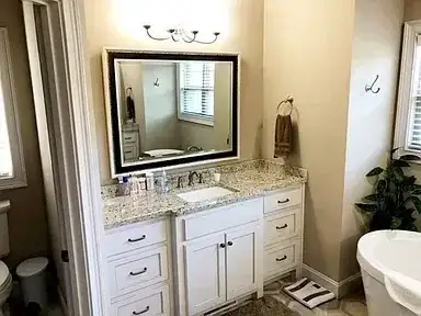 Bathroom Remodel White Vanity Granite 2 project in Oklahoma City, OK
