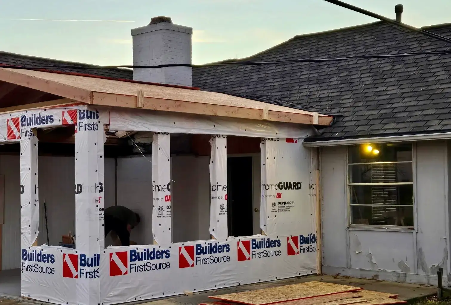 Home Addition Framing House Wrap project in Oklahoma City, OK