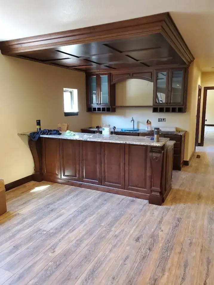 Interior Bar Remodel Dark Cabinets project in Oklahoma City, OK
