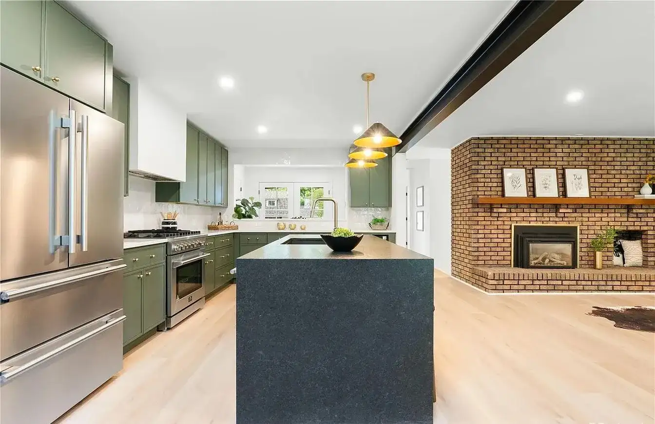 Kitchen Remodel Green Cabinets project in Oklahoma City, OK