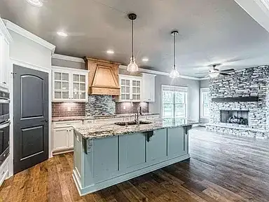 Kitchen Remodel Island Stone Fireplace project in Oklahoma City, OK