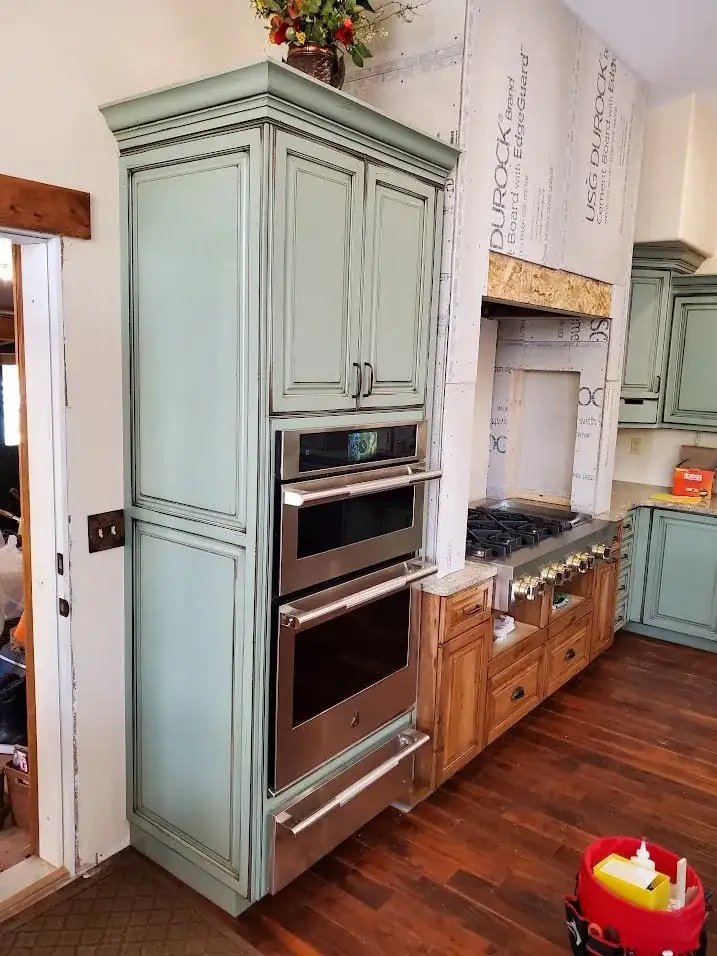 Kitchen Remodel Sage Cabinets Double Oven project in Oklahoma City, OK
