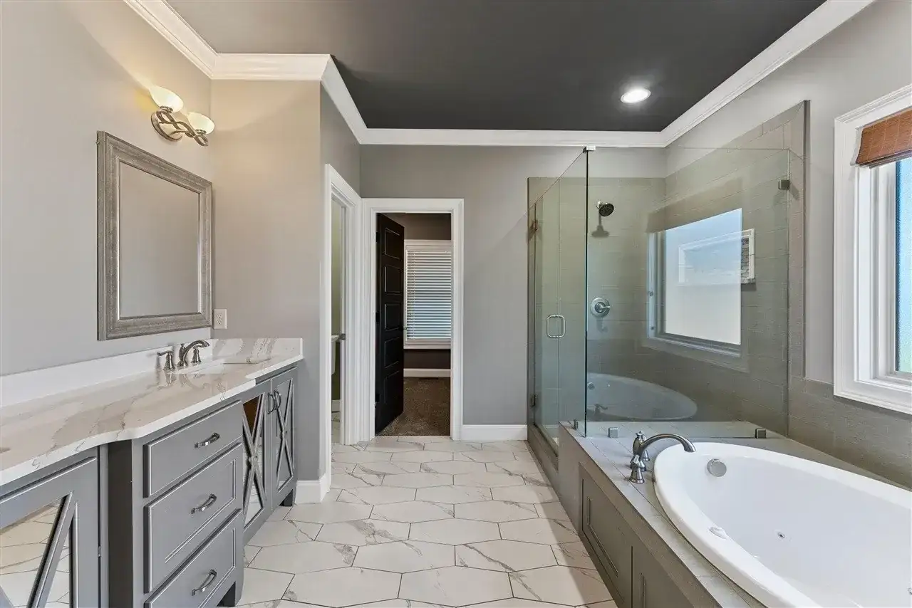 Master Bathroom Remodel Gray Vanity project in Oklahoma City, OK