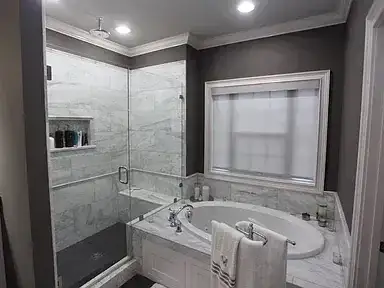 Bathroom Remodel Marble Tile Shower project in Oklahoma City, OK