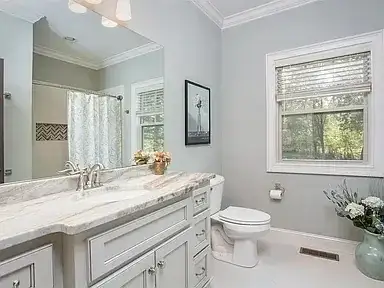 Remodeled Bathroom Marble Vanity project in Oklahoma City, OK