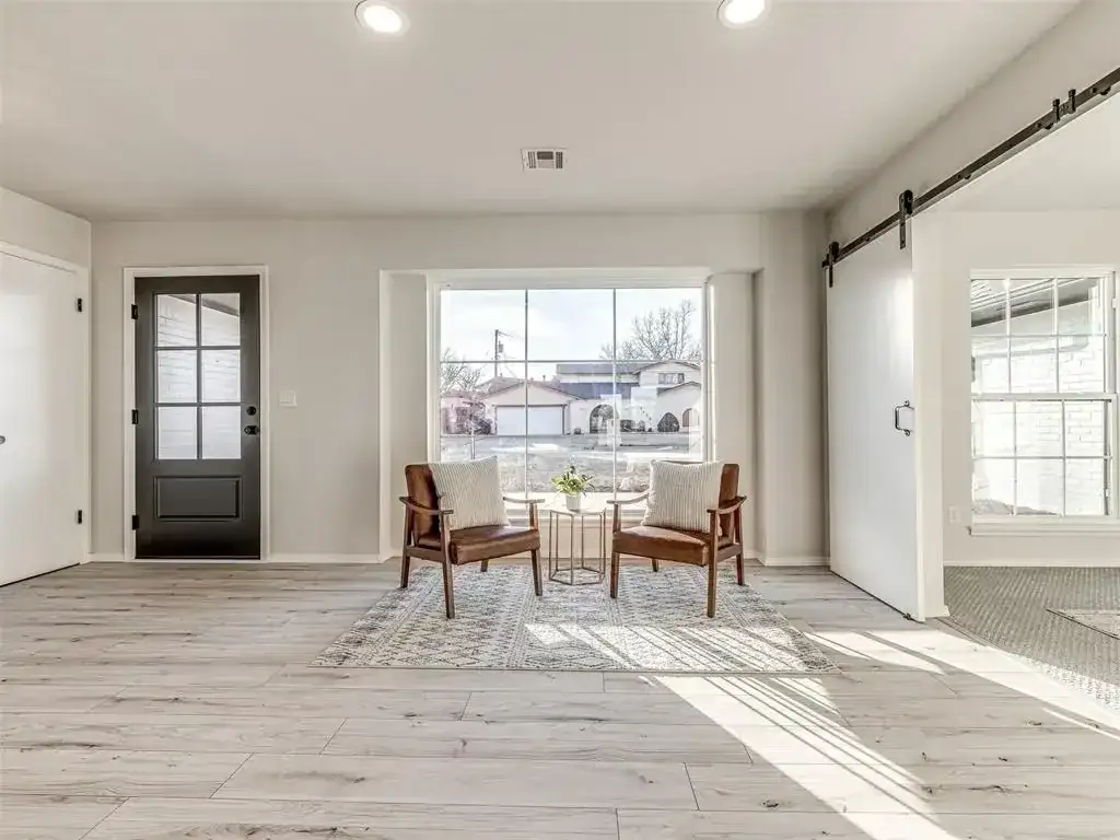 Remodeled Living Room Barn Door project in Oklahoma City, OK
