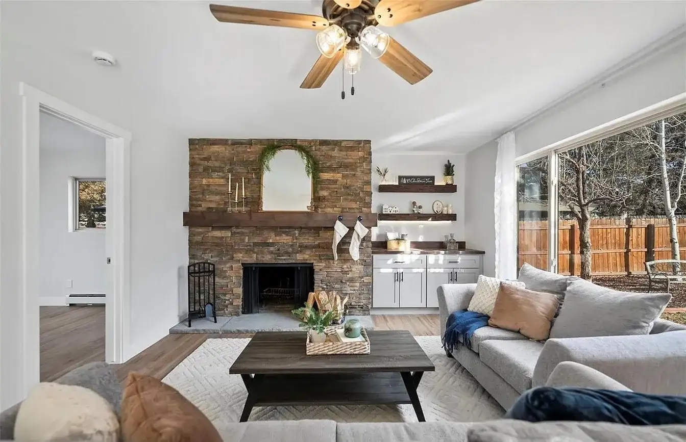 Remodeled Living Room Stone Fireplace 2 project in Oklahoma City, OK