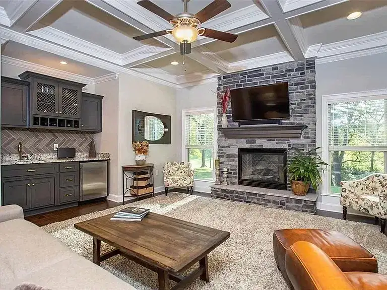 Remodeled Living Room Stone Fireplace 3 project in Oklahoma City, OK