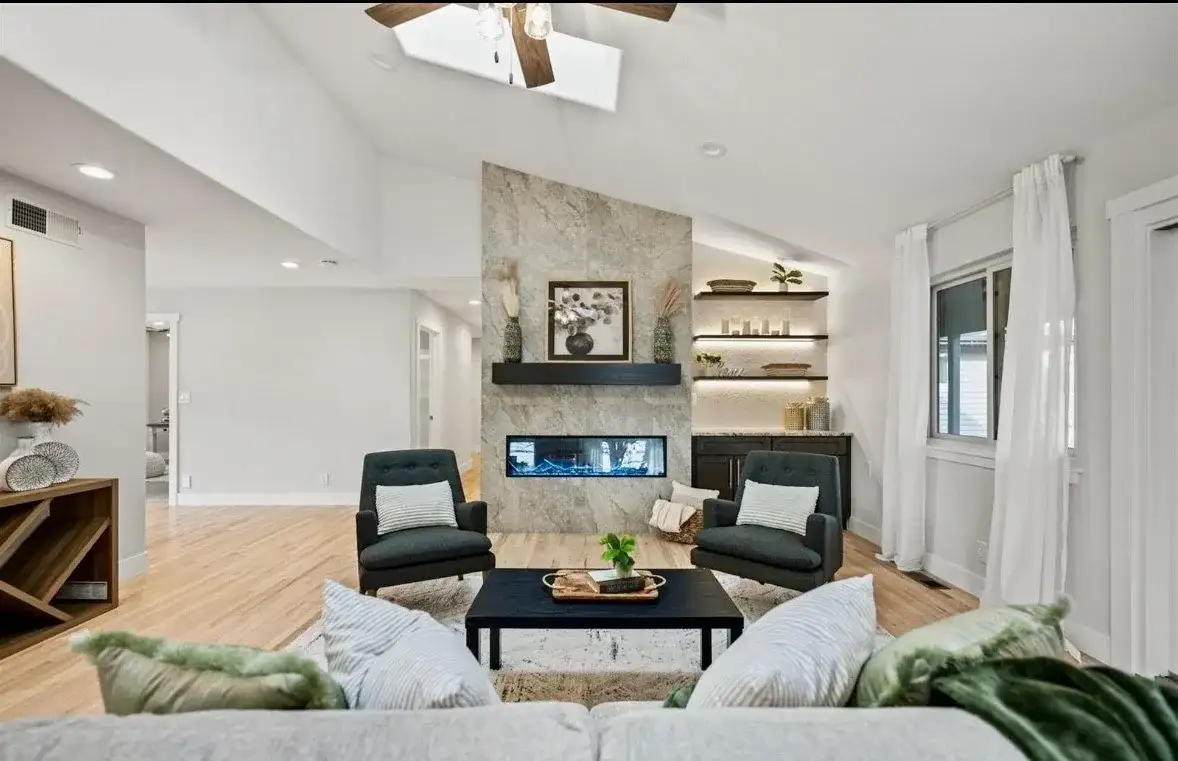 Remodeled Living Room Vaulted Ceiling project in Oklahoma City, OK